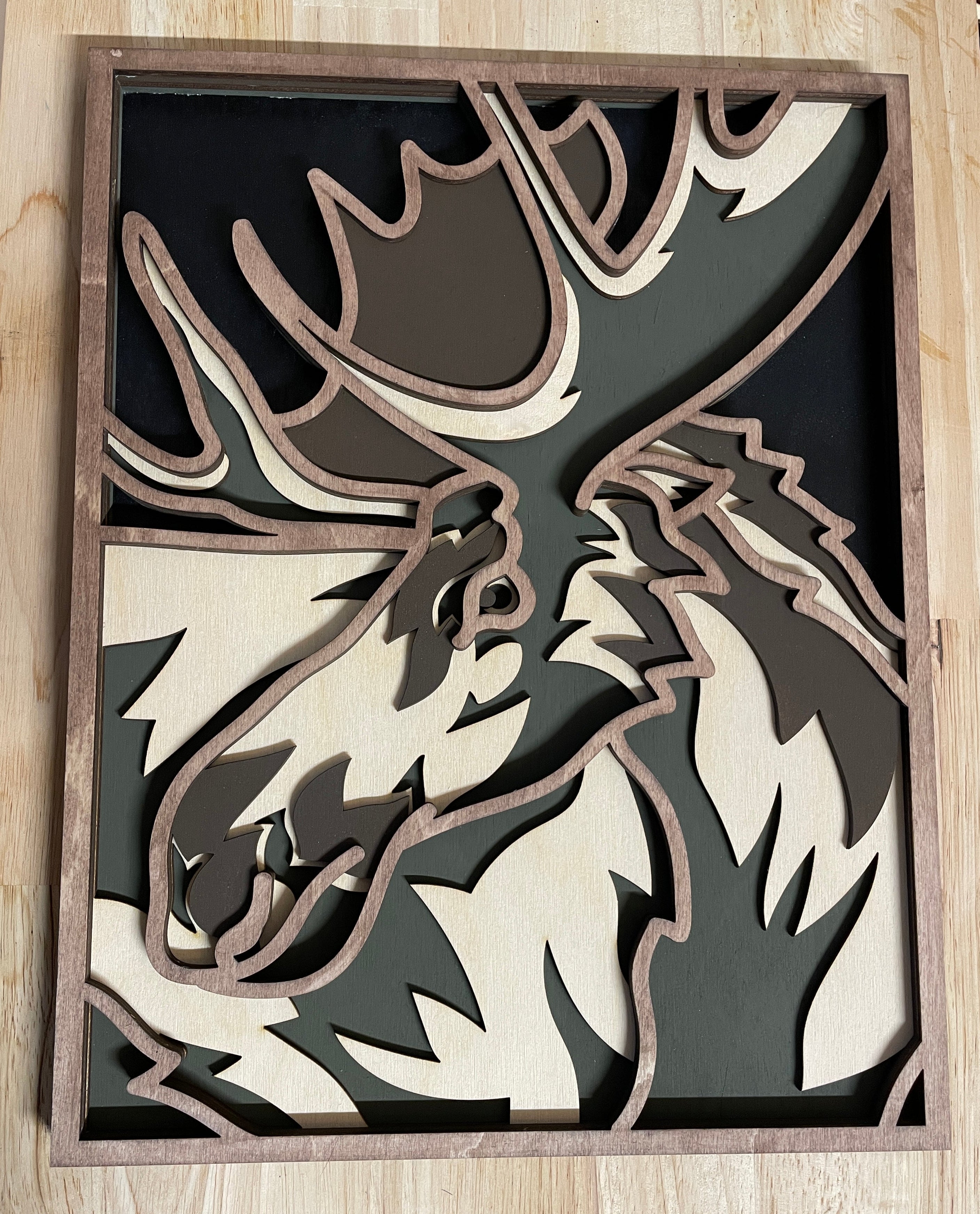 Wooden Layered Moose Art