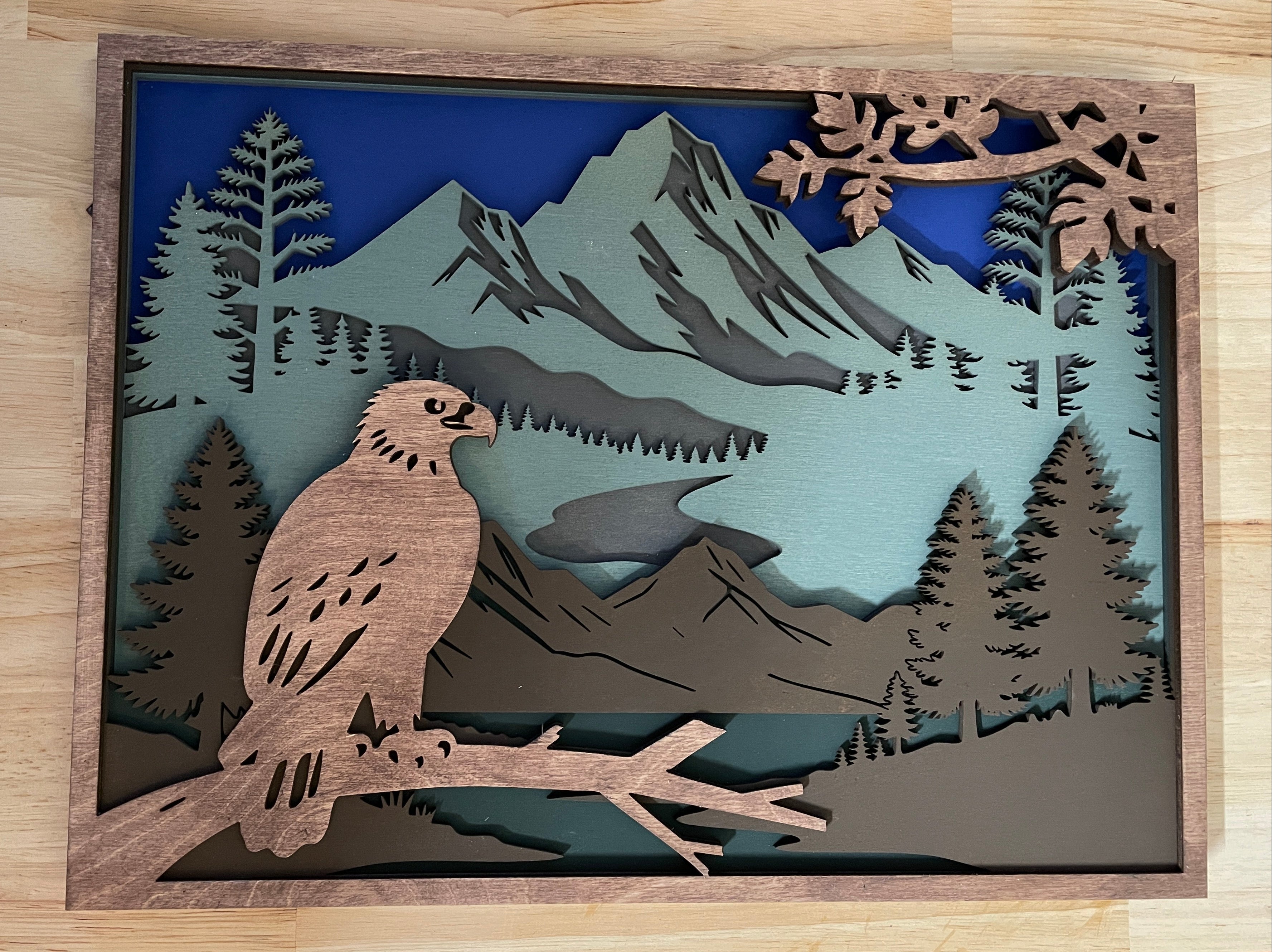 Multi-layered wooden Eagle Art