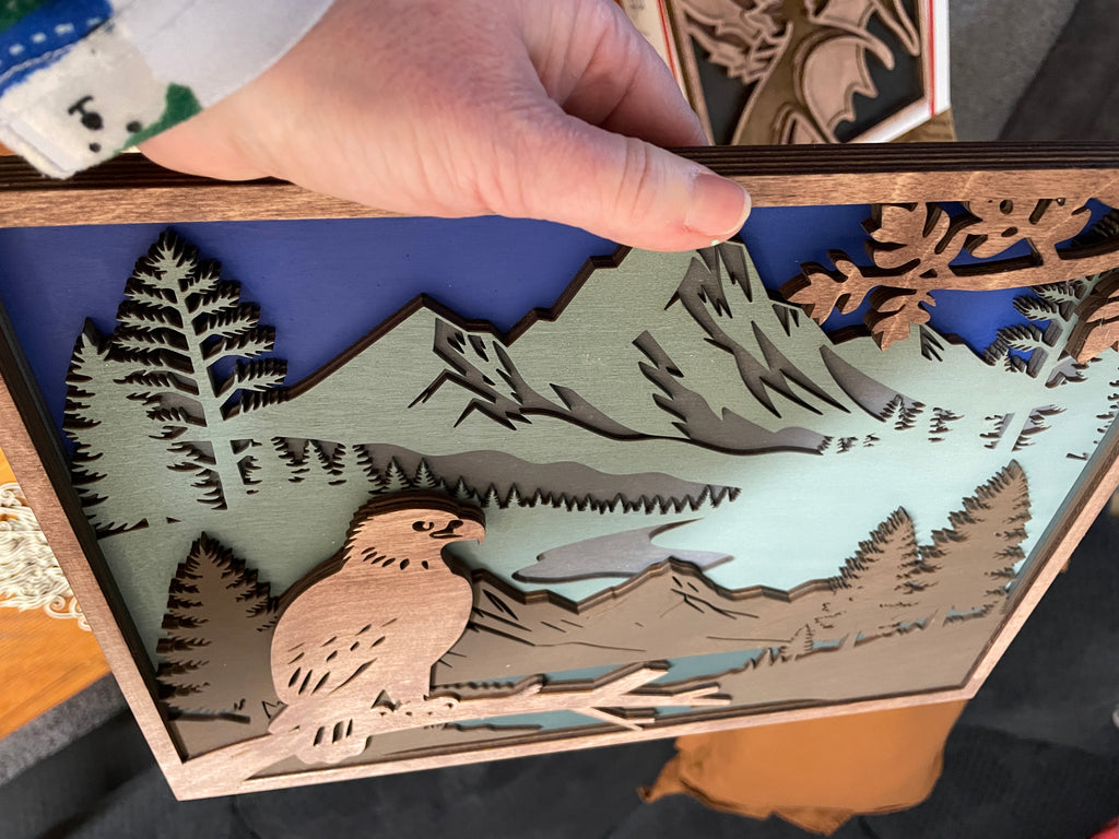 Multi-layered wooden Eagle Art