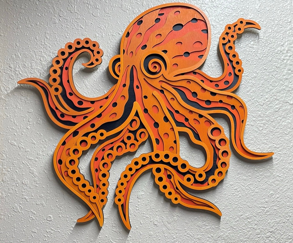 Multi-layered laser-cut octopus