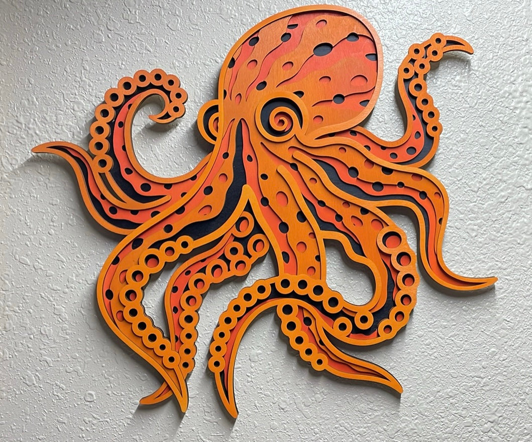 Multi-layered laser-cut octopus
