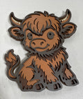 Wooden Layered Baby Highland Cow