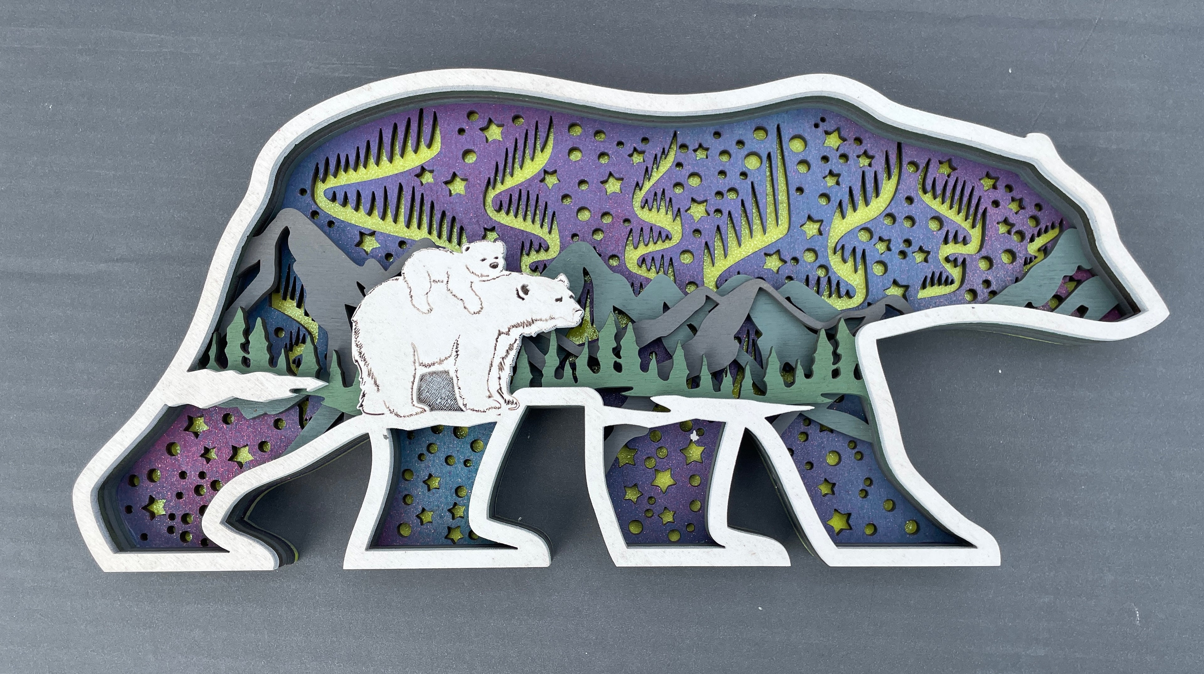 Layered Wood Polar Bear Wall Art
