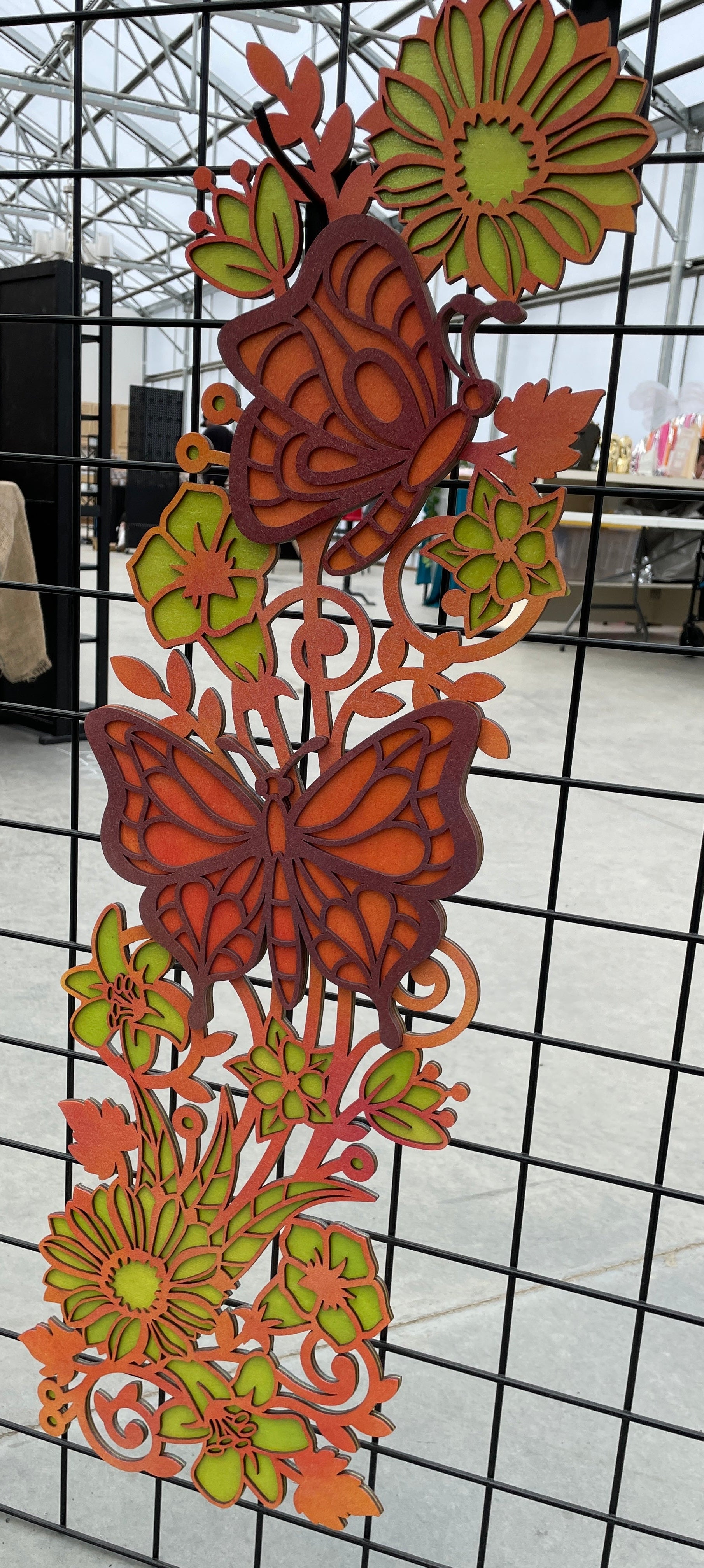 Wooden Layered Butterfly Trellis