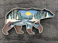 Laser-cut Bear featuring salmon scene