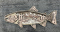 Wooden Laser-cut Trout shaped fishing scene