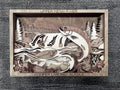 Laser-cut Salmon Fishing Scene