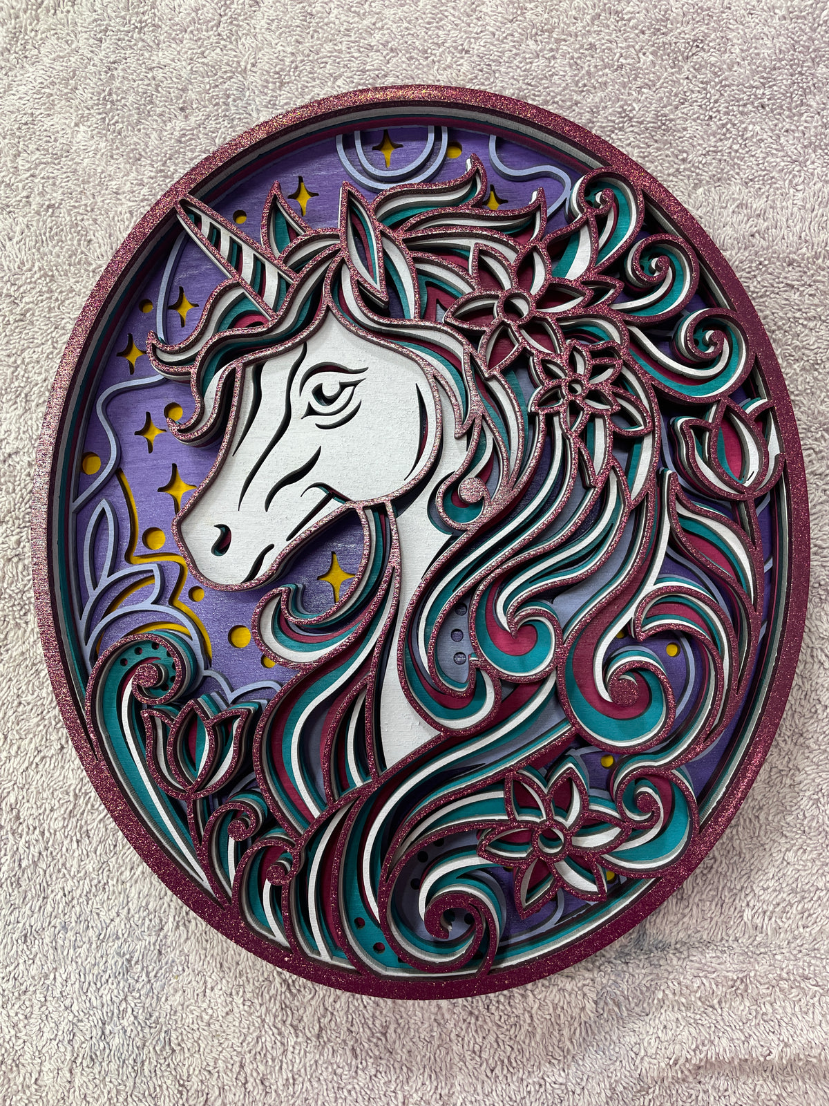 Unicorn multi-layered wooden piece