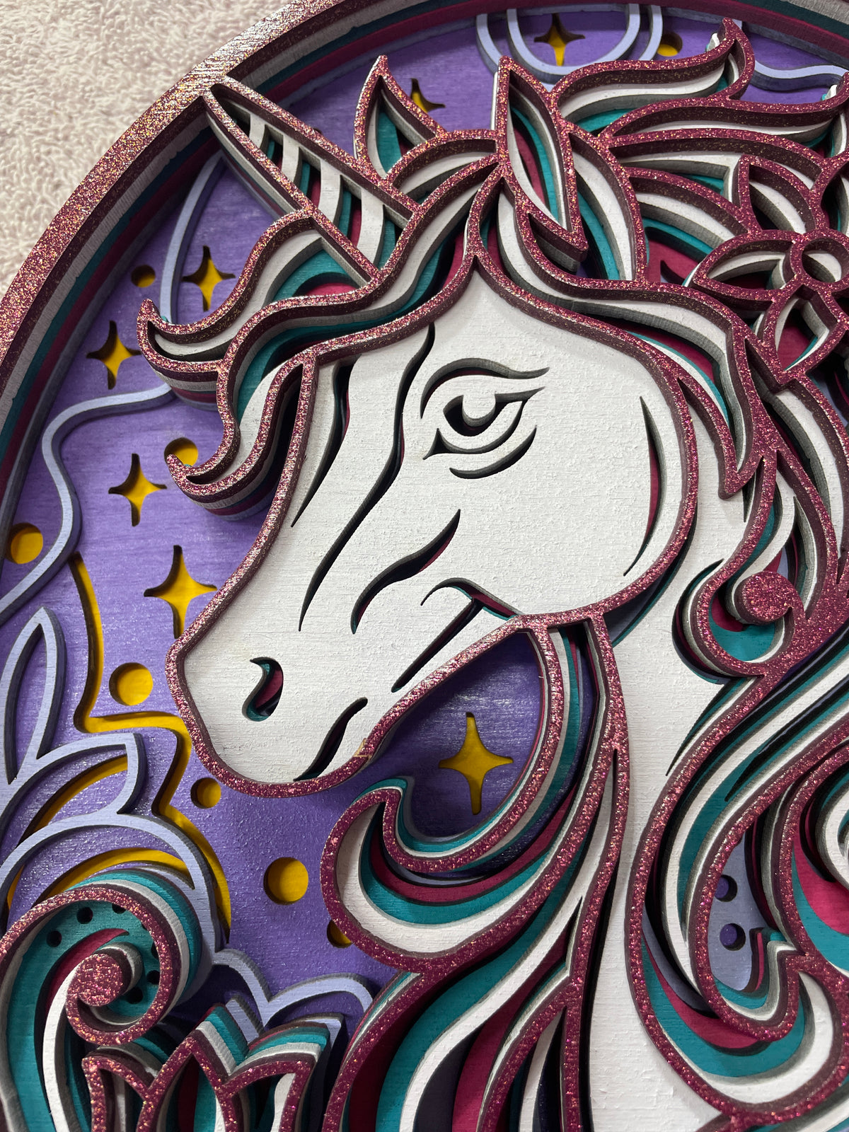 Unicorn multi-layered wooden piece