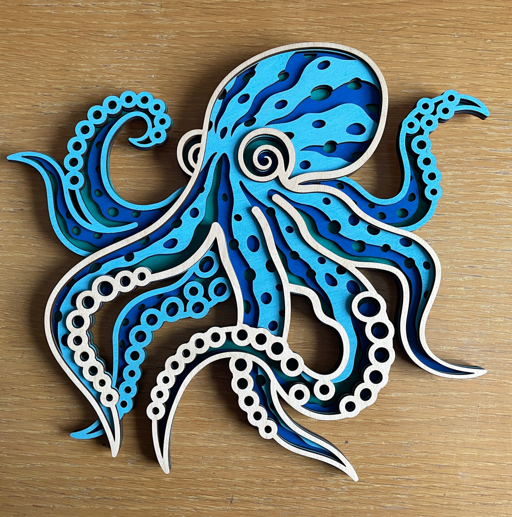 Multi-layered laser-cut octopus