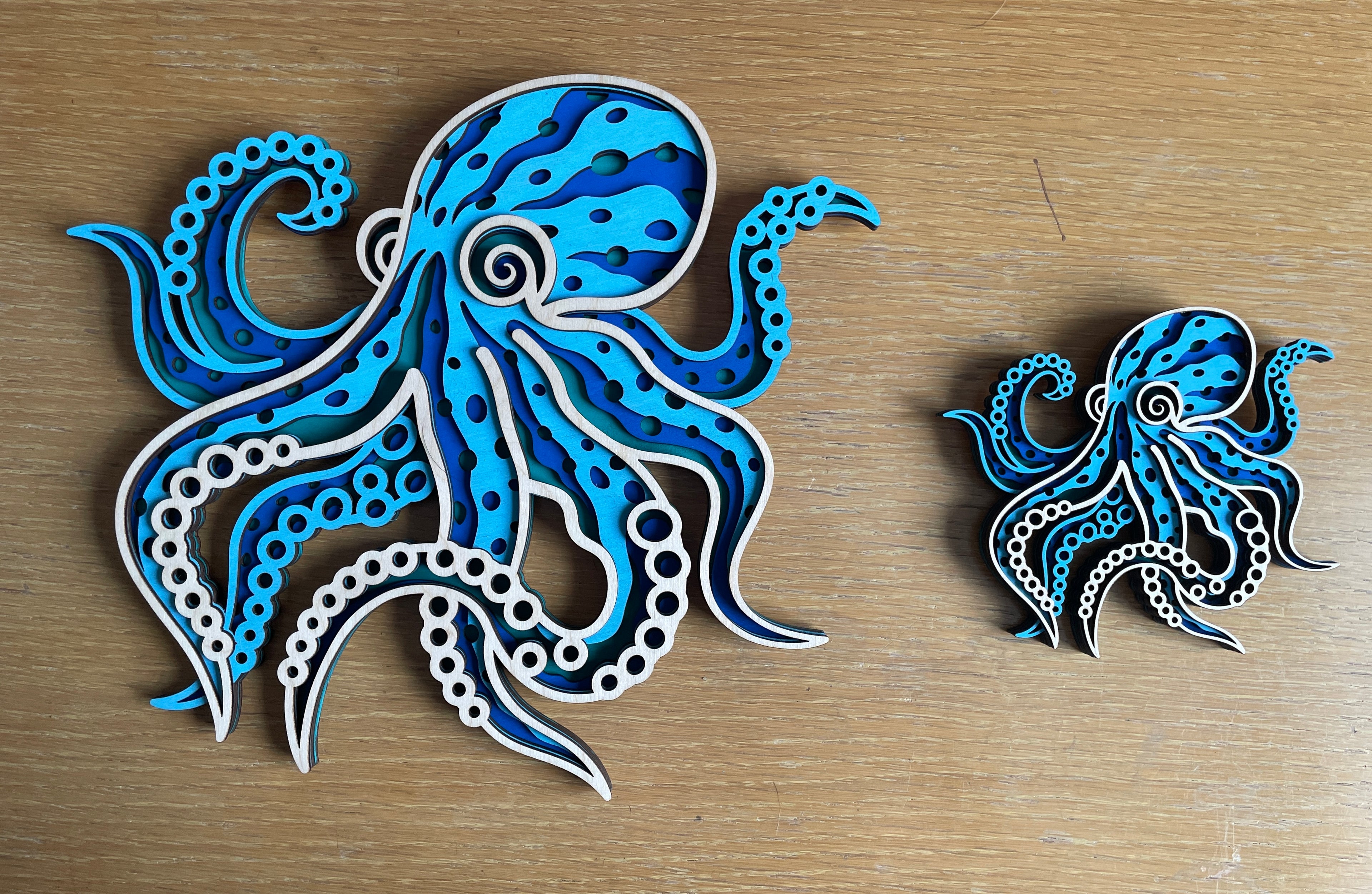 Multi-layered laser-cut octopus