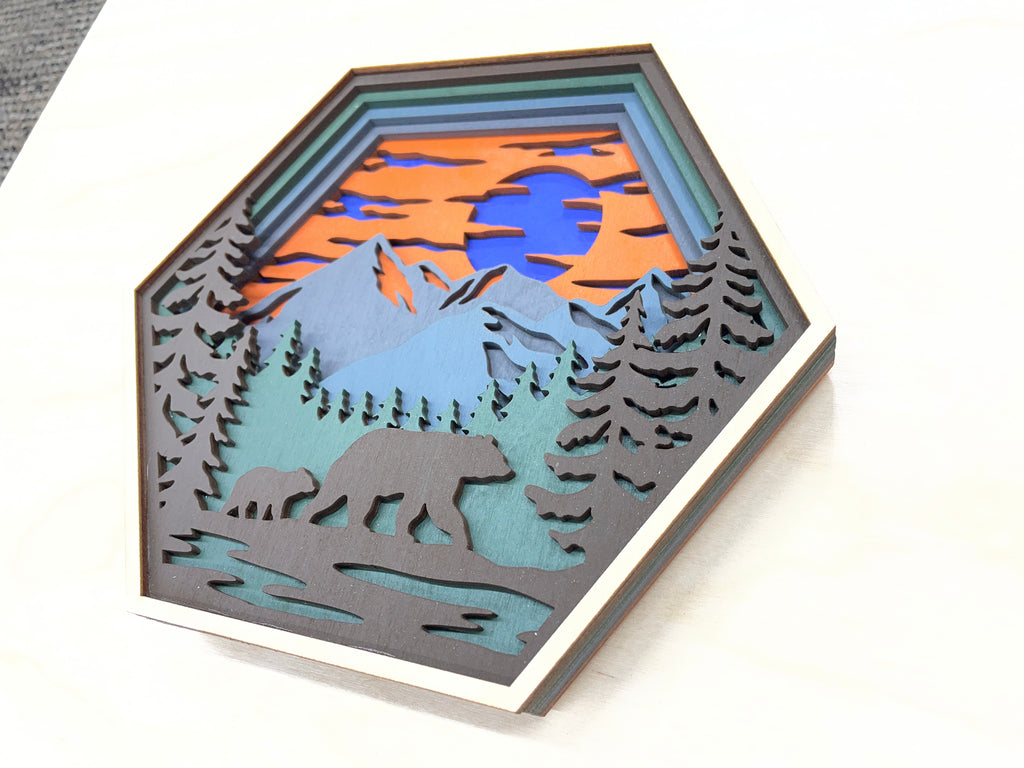 Multi-layered hexagon shaped wildlife pieces - 4 options available