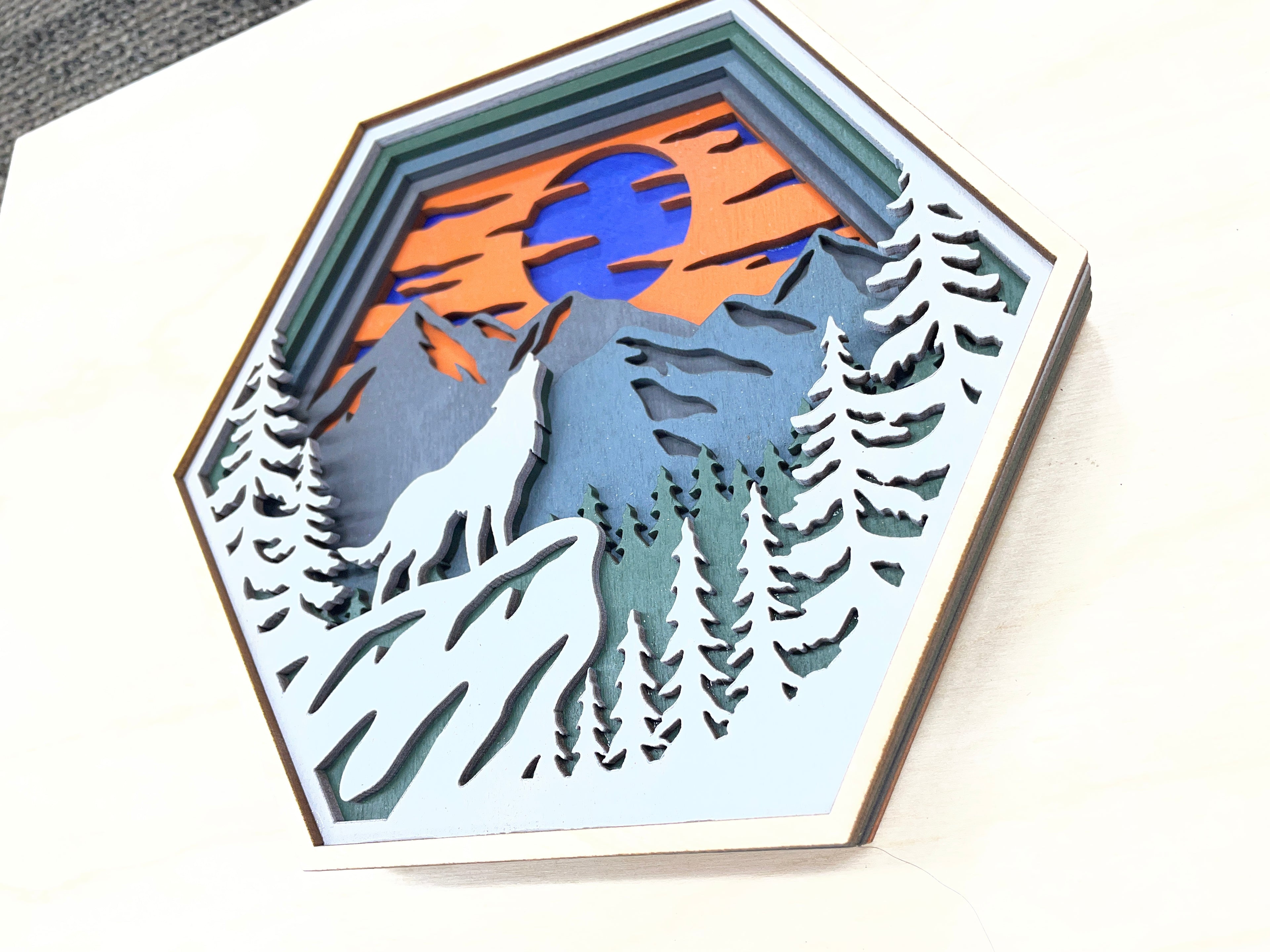 Multi-layered hexagon shaped wildlife pieces - 4 options available