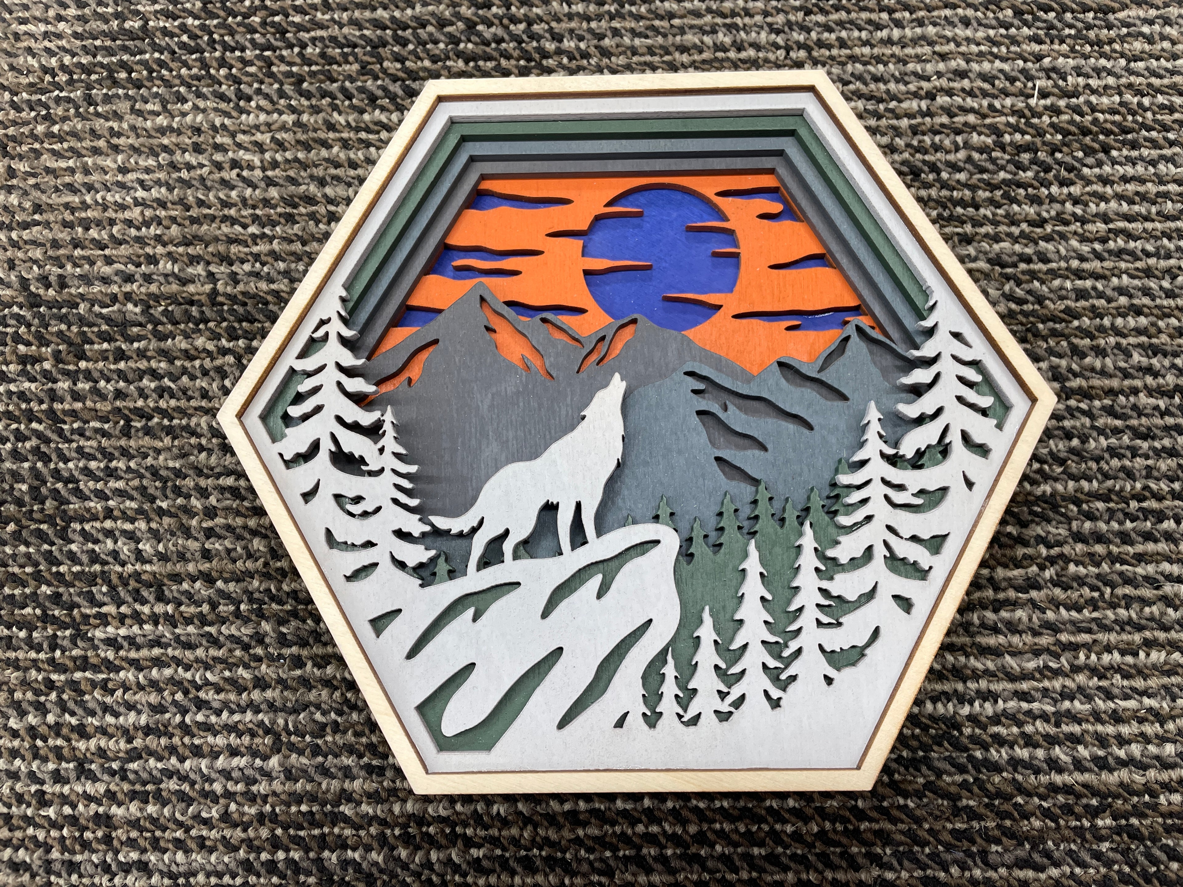 Multi-layered hexagon shaped wildlife pieces - 4 options available