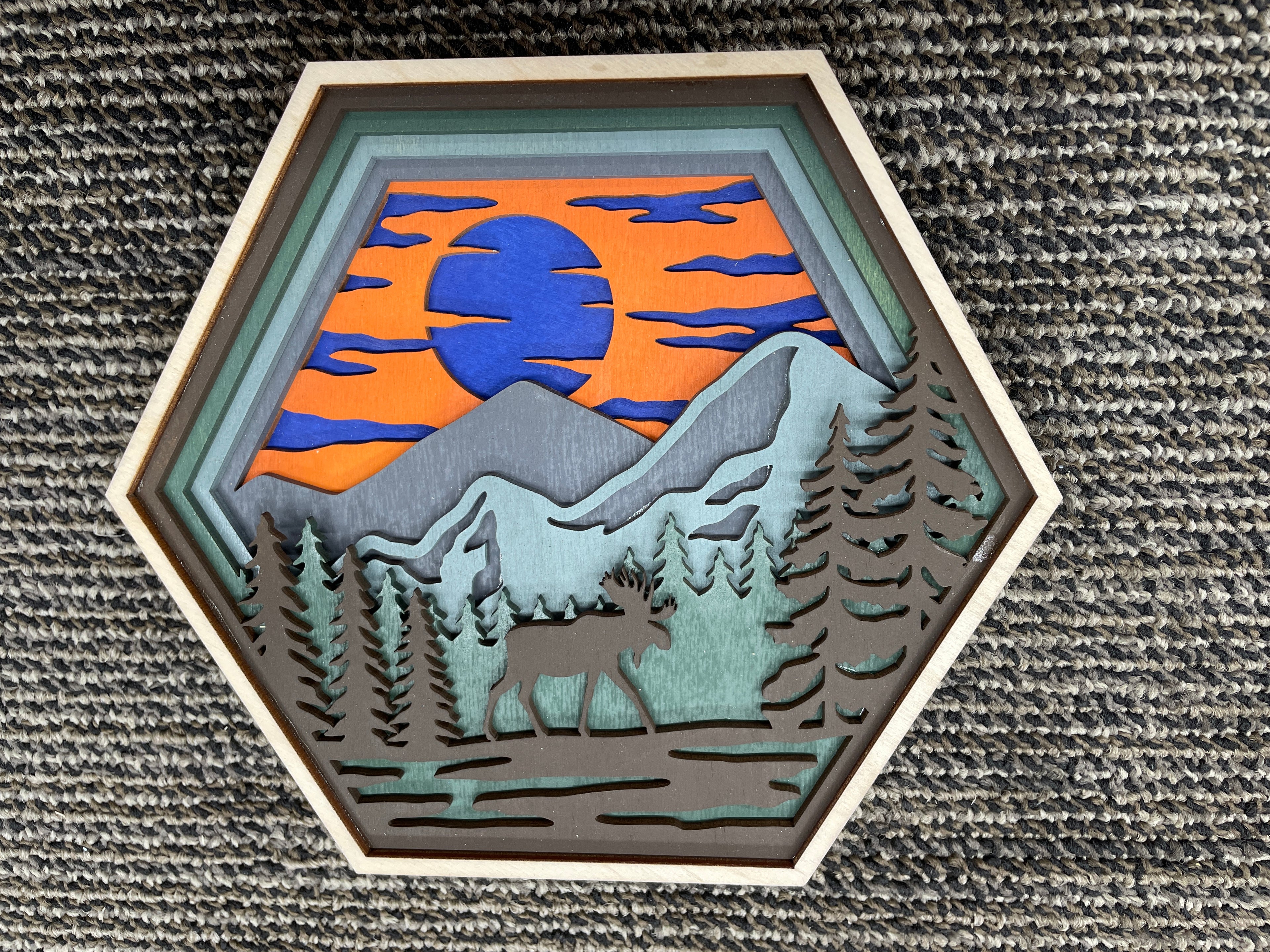 Multi-layered hexagon shaped wildlife pieces - 4 options available