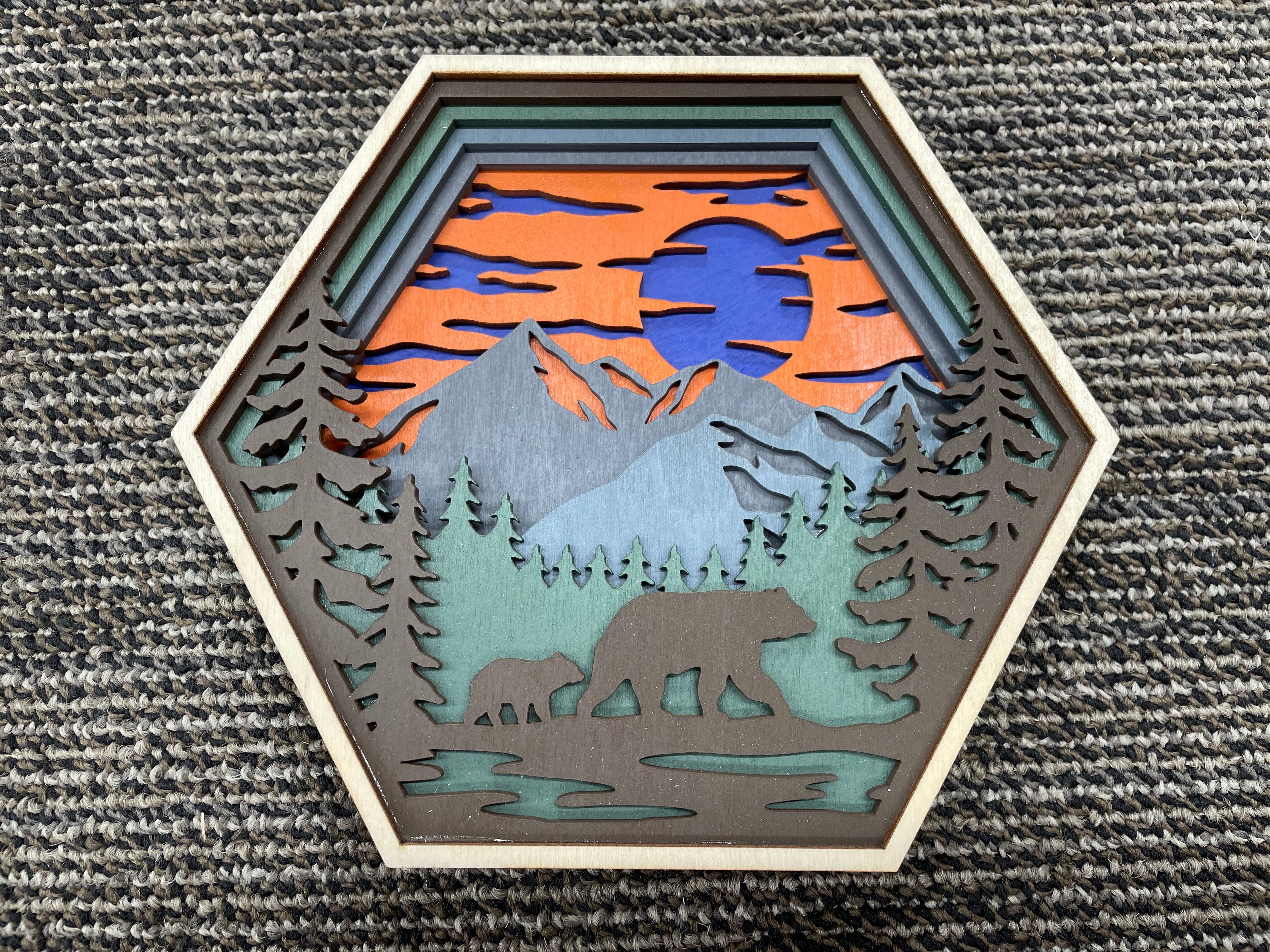 Multi-layered hexagon shaped wildlife pieces - 4 options available