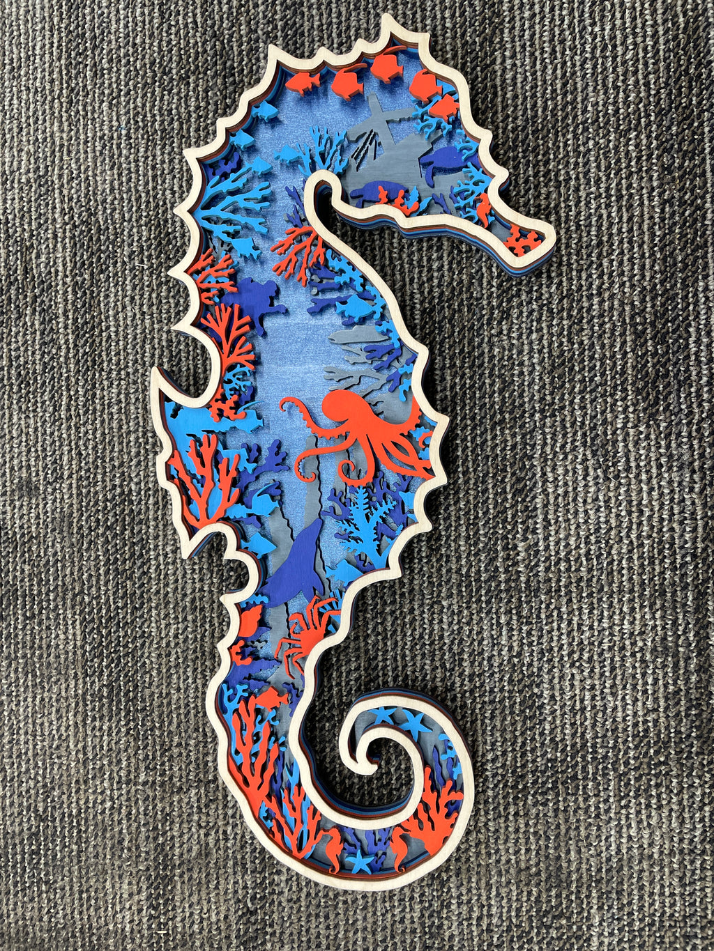 Multi-Layered Wooden Seahorse