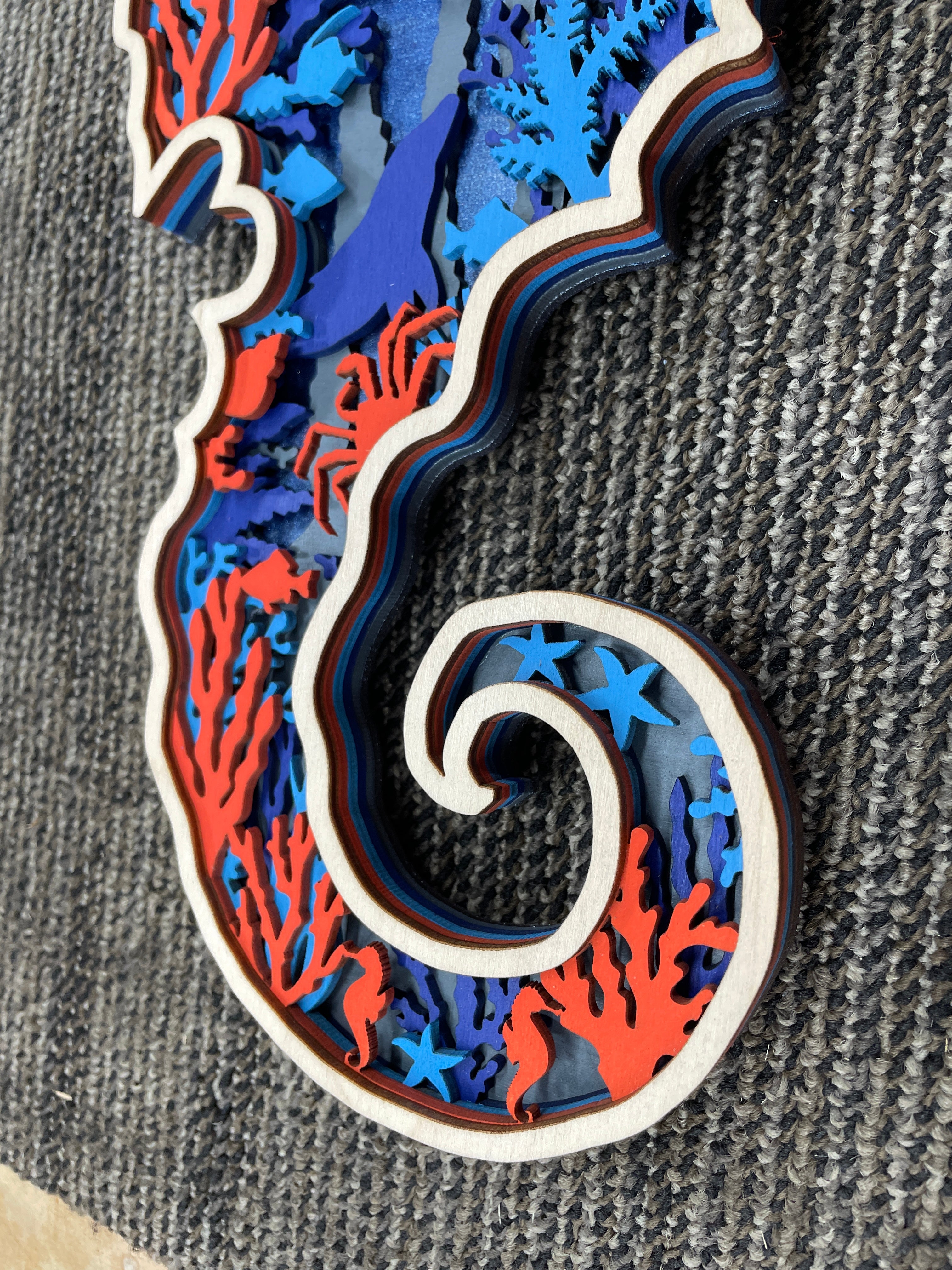 Multi-Layered Wooden Seahorse
