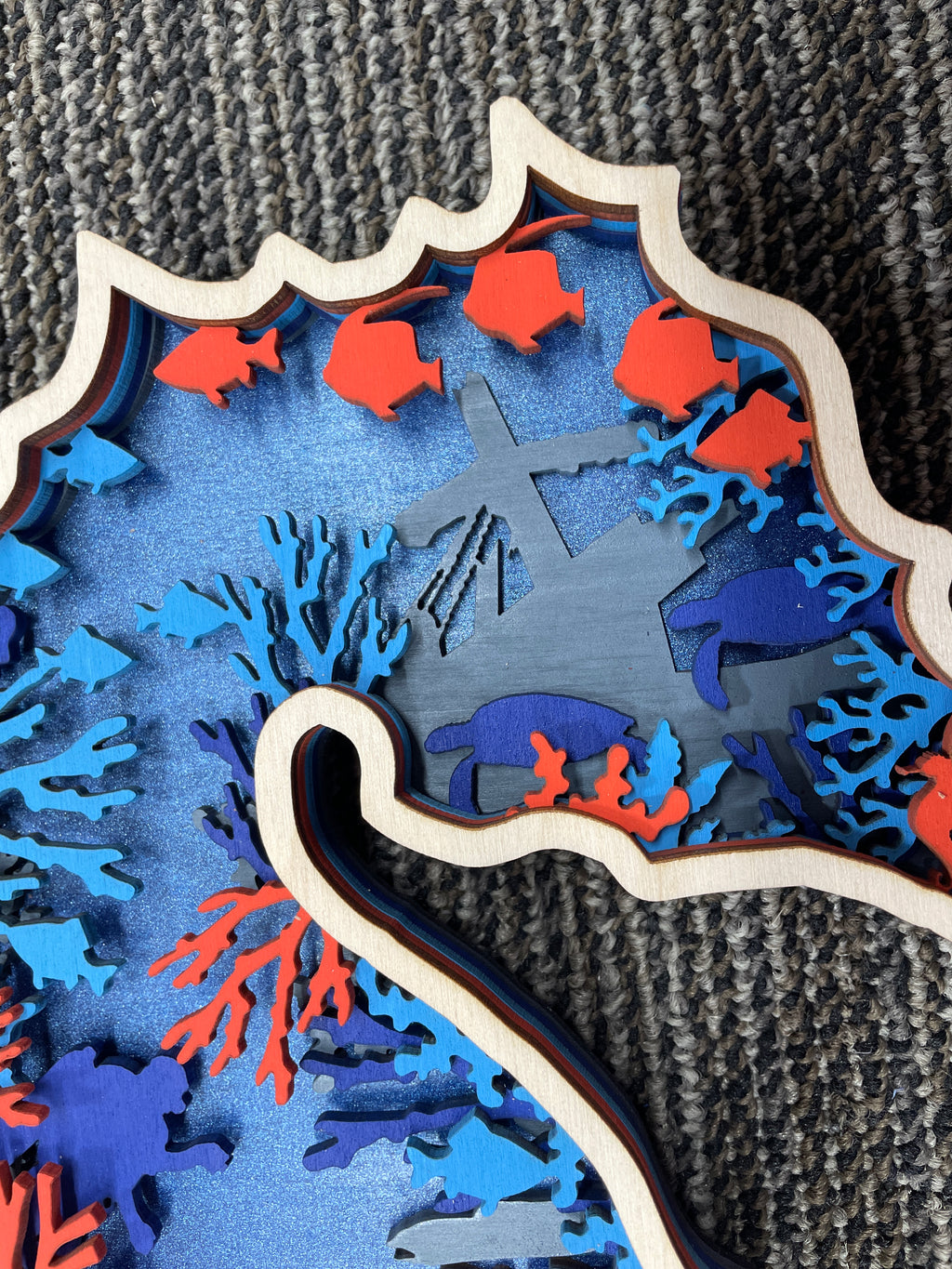 Multi-Layered Wooden Seahorse