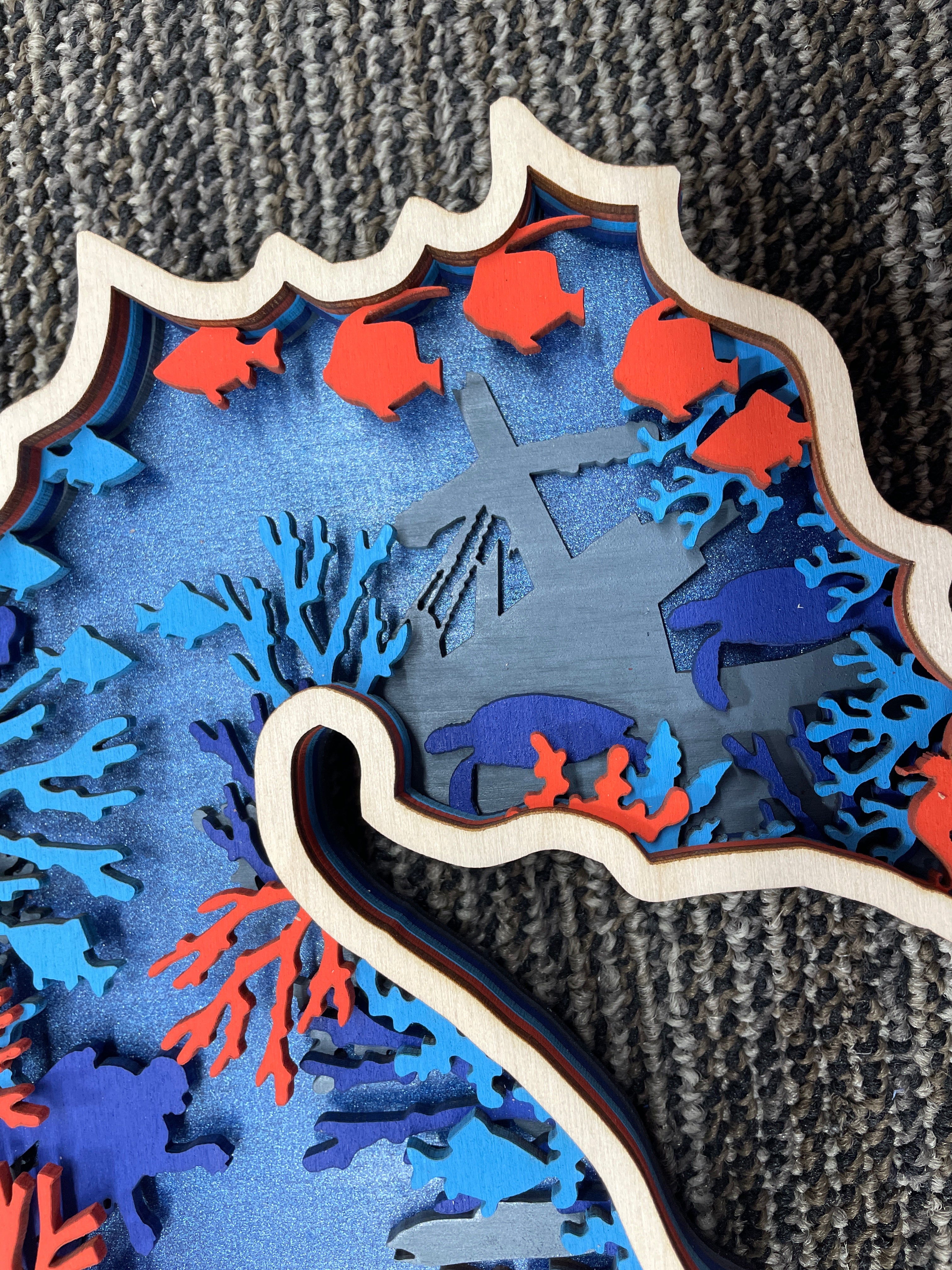Multi-Layered Wooden Seahorse