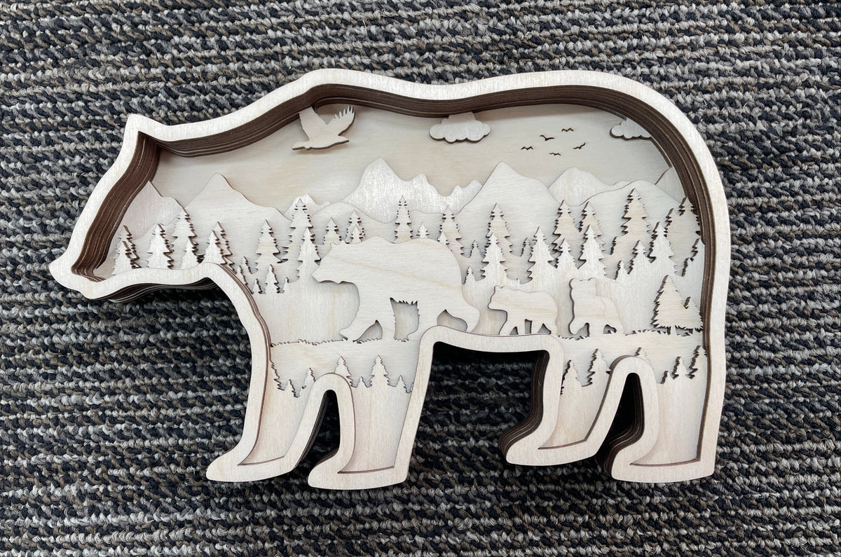 Bear with scenic bear scene inside