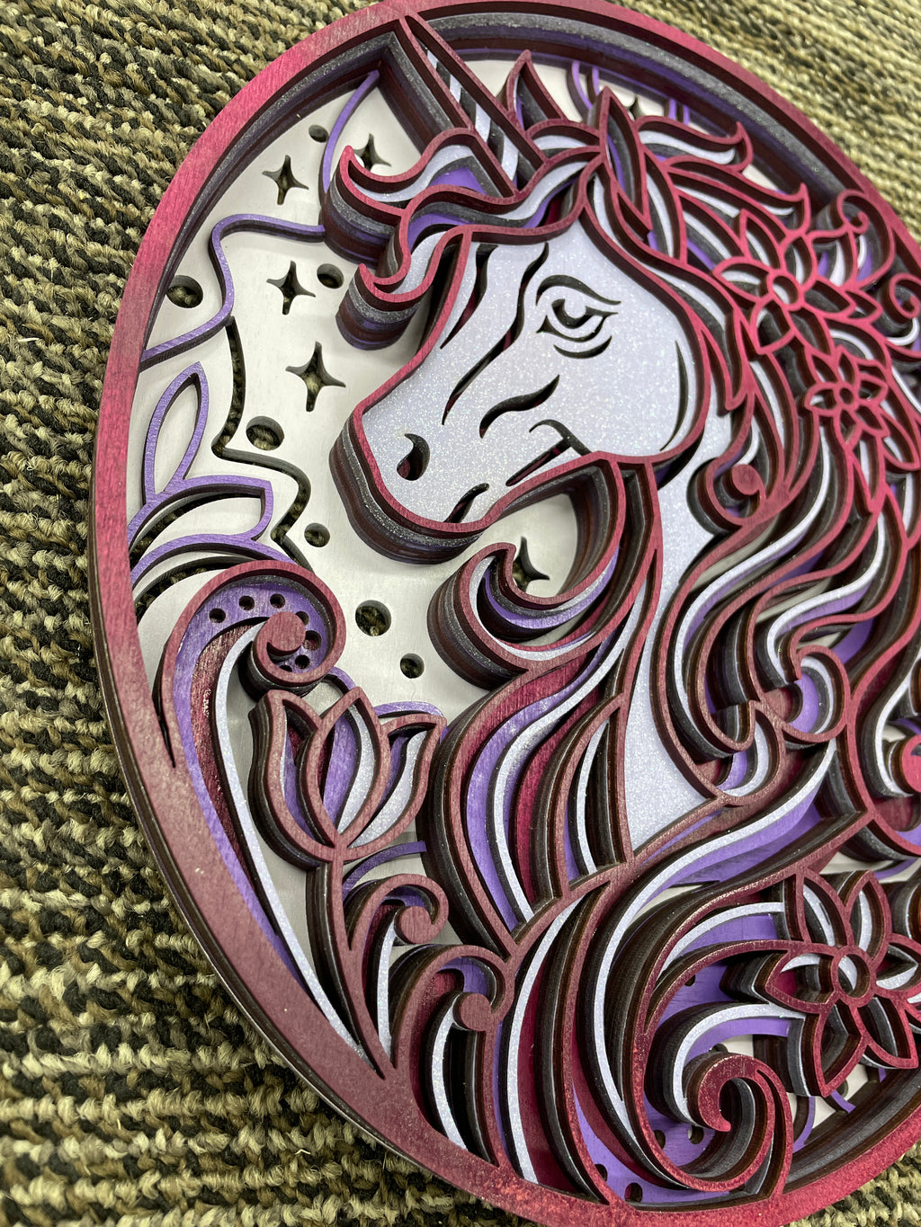 Unicorn multi-layered wooden piece