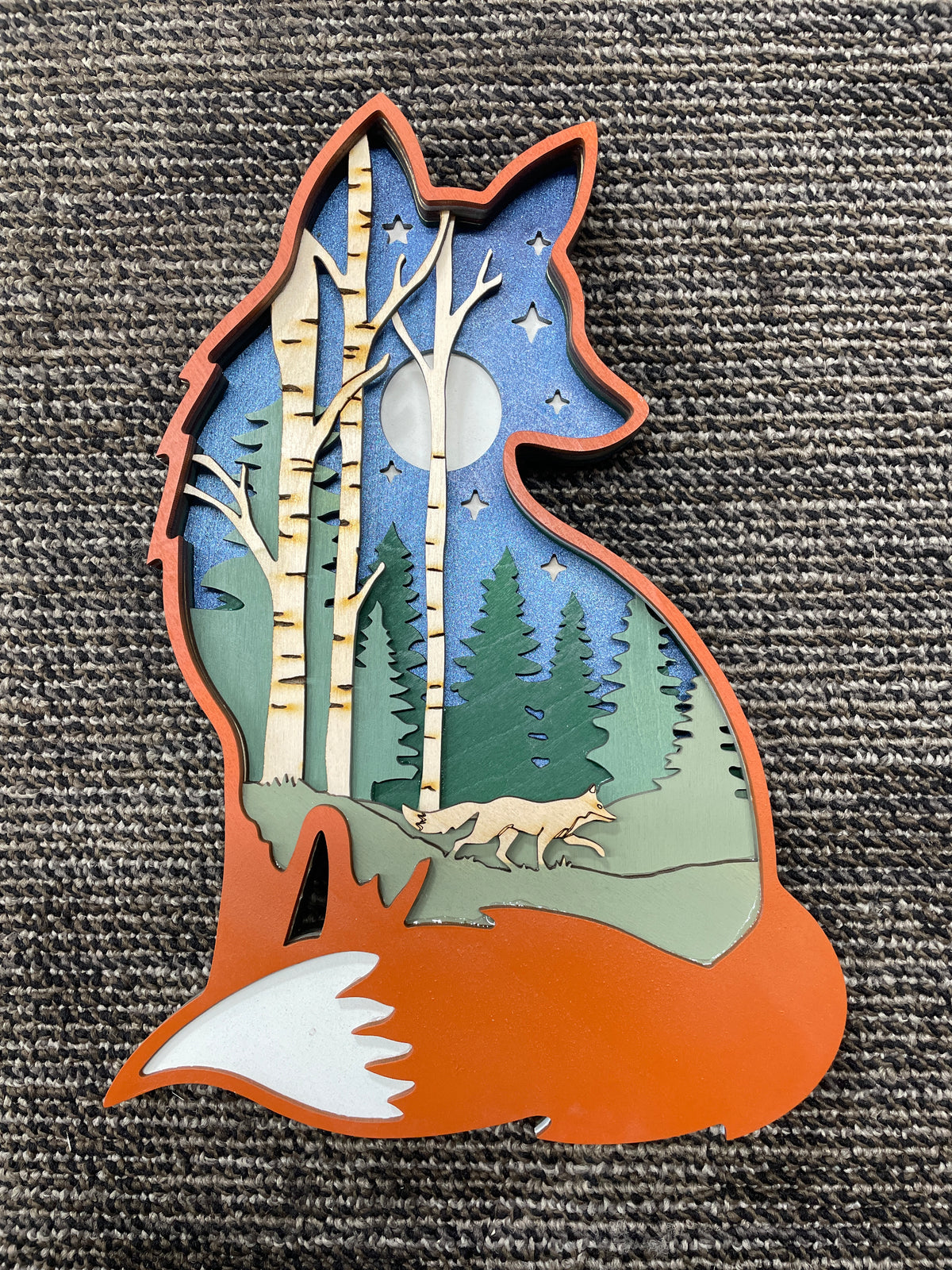 Sitting Fox with scenic inside