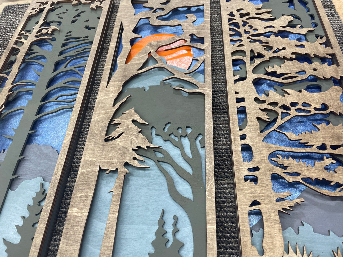 Set of 3 Handcrafted Laser-Cut Wildlife Wall Art Panels