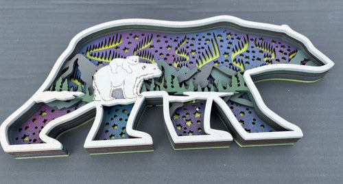 Layered Wood Polar Bear Wall Art