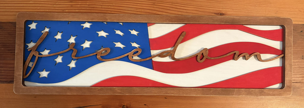 Wooden Layered Freedom Sign