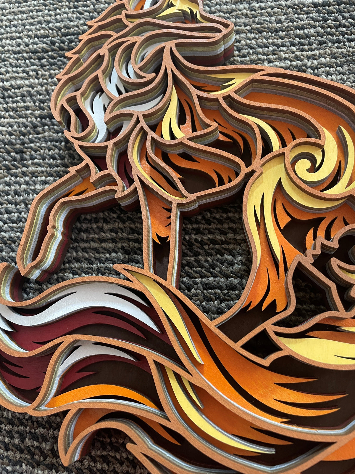Handcrafted Laser-Cut Multi-Layered Wooden Fox Wall Art