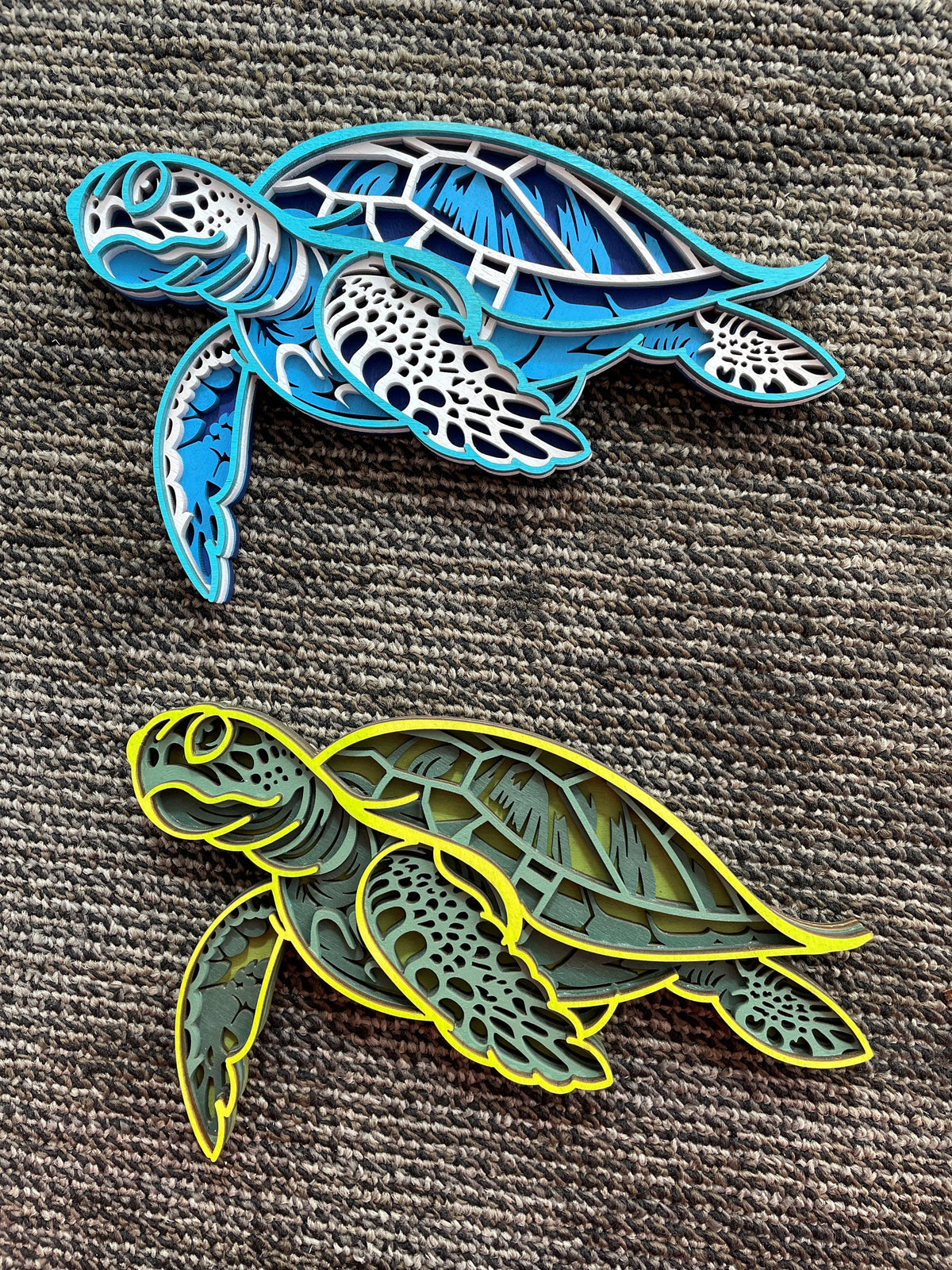 Handcrafted Laser-Cut Wooden Sea Turtle Wall Art - 2 color options